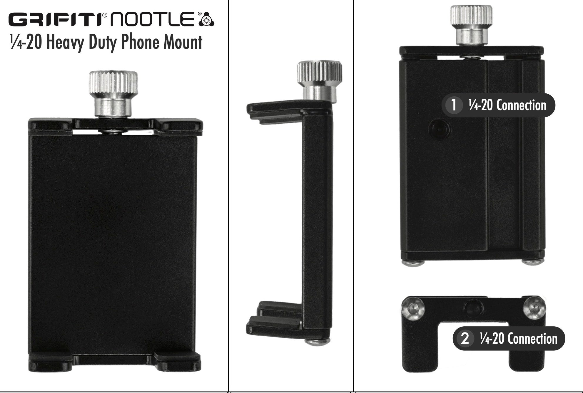 Grifiti Nootle Full Metal Universal Phone and iPhone Mount 1/4 20 Adjustable - Grifiti