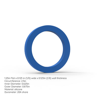 Band Joes 1/8 inch Silicone Bands O-rings Gaskets 1.25 inch flat x 0.125 inch x 0.125 inch Assorted Color 100 Pack 0.625 Diameter - Grifiti